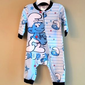 Smurfs zip up footless footie/sleeper